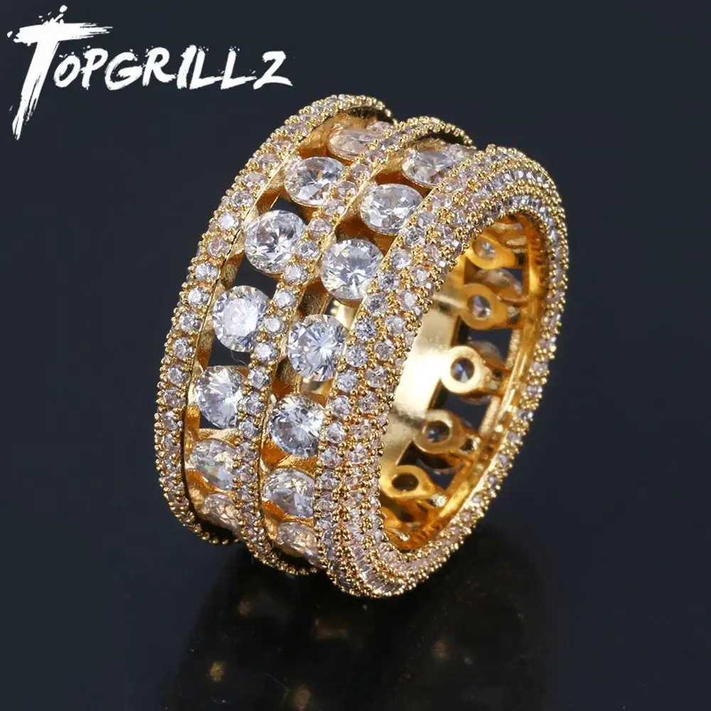 Кольцо TOPGRILLZ в стиле хип хоп из латуни золотистого/серебристого цвета с