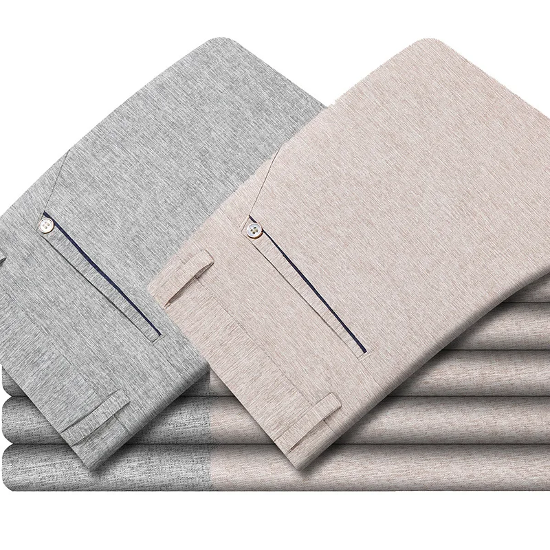 Брюки мужские прямые хлопковые повседневные деловые штаны летняя одежда |