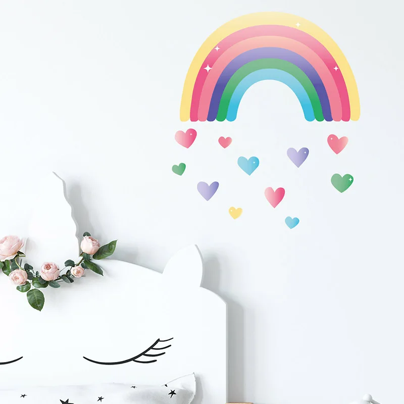 Cartoon love rainbow Wall Sticker for kids child rooms living room bedroom decorations wallpaper colored Mural nursery stickers | Дом и сад