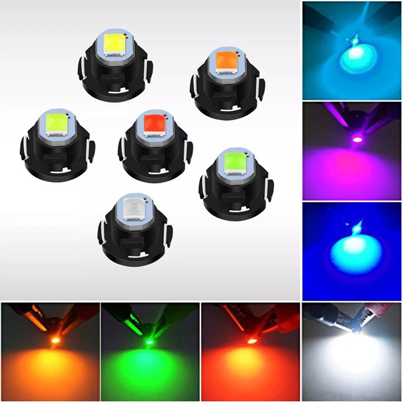 100Pcs Car Led Bulbs T3 T4.2 T4.7 1SMD 1210 Instrument Indicator Lights Lamps Auto Map Step Light Air Conditioner Bulb 12V