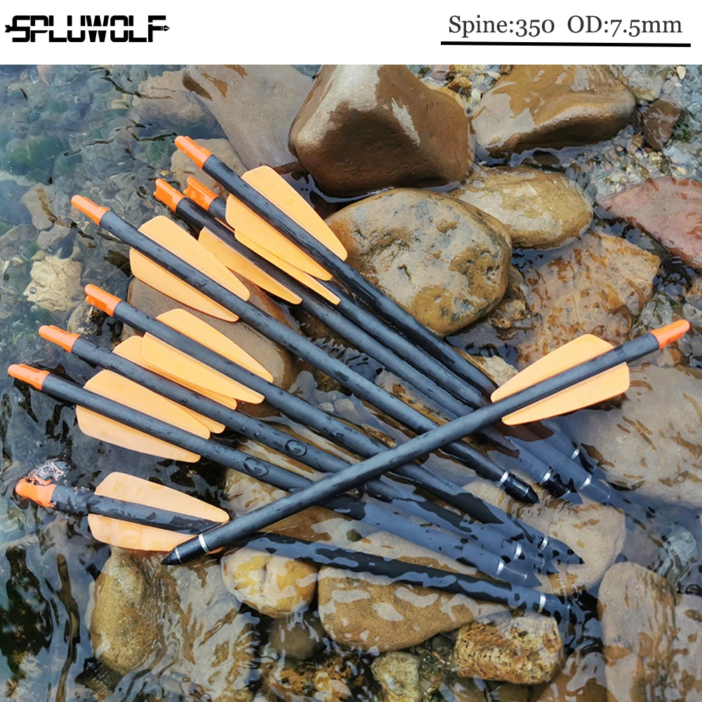 

New 7.5 Inches 42cm SP350 Pure Carbon Arrows Crossbow Bolts for Crossbow E-....K SYSTEM R-9 Hunting Archery Shooting