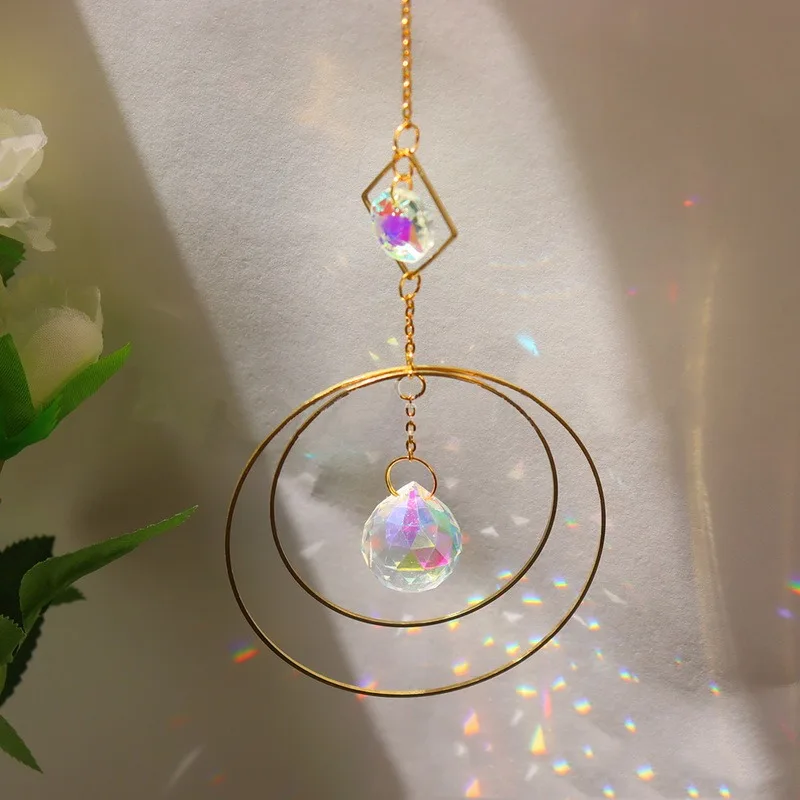 

Crystal Wind Chimes Star Moon Pendant Sun Dream Catcher for Girl Kids Room Garden Decoration Wedding Curtain Korean Decor