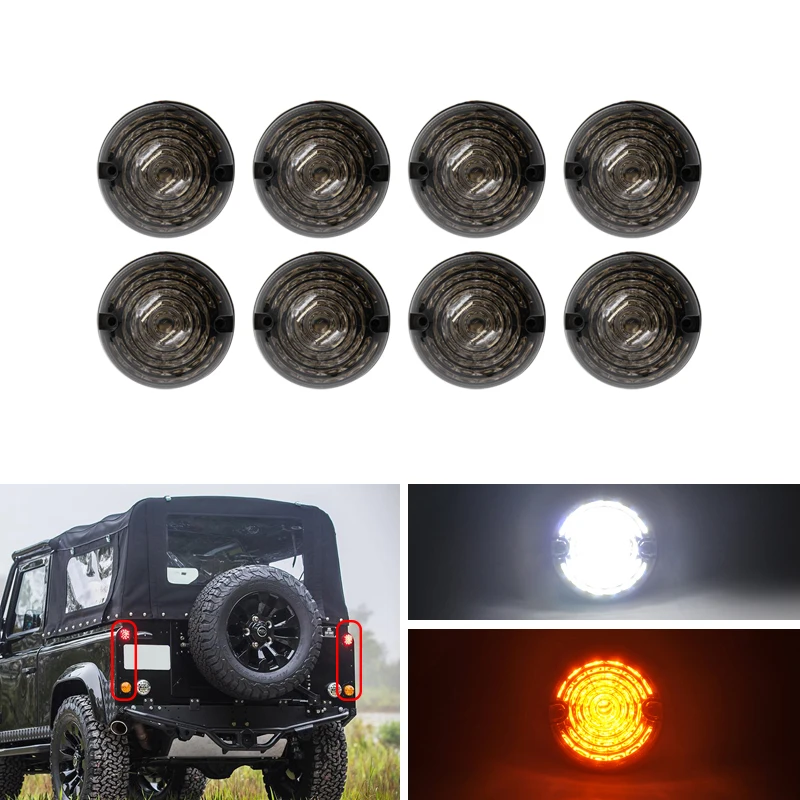 Дымовые линзы 8x Led F & R индикатор стоп/задние боковые огни для Land Rover Defender 90/110