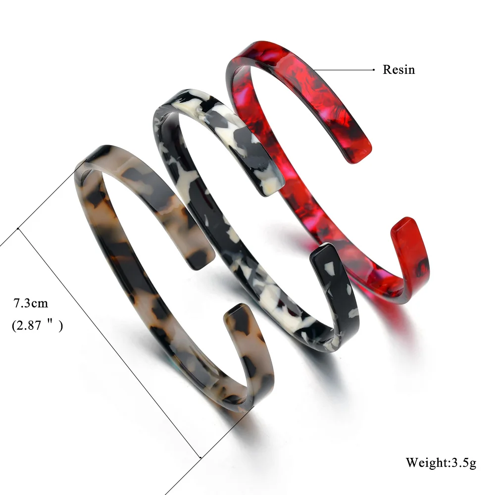 New Fashion Leopard Resin Bracelets Bangle For Women Bohemian Open Cuff Acrylic Bracelet Vintage Tortoiseshell Punk Jewelry Gift