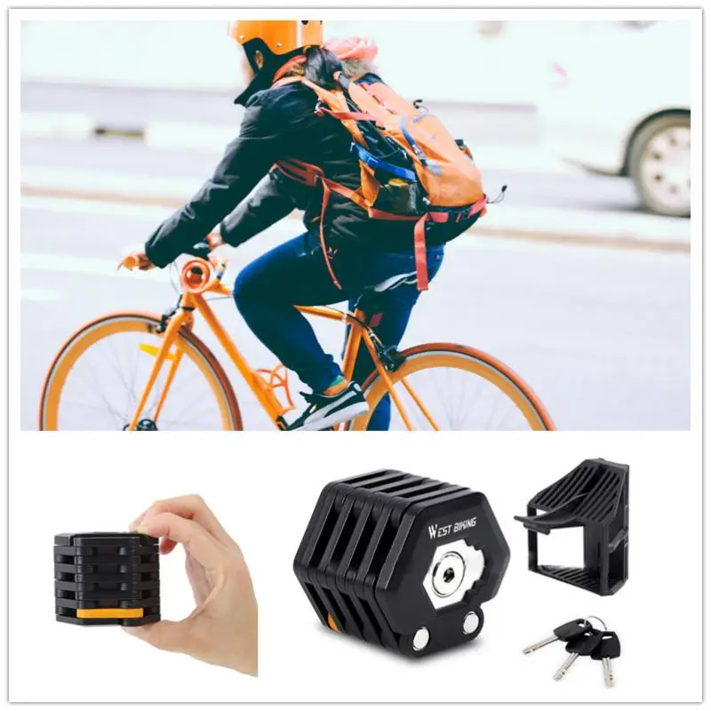 

Замок велосипедный складной с защитой от кражи, надежный замок на цепь для электровелосипеда, скутера, гамбургера