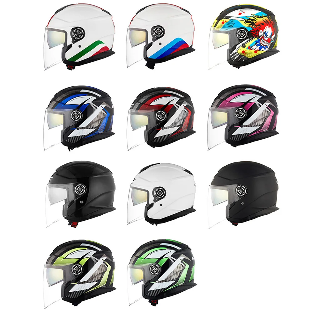 

GXT Biker Motorbike Casque Moto DOT Certification 3/4 Open Face Vintage Helmet Double Lens Motocross Men Women Motorcycle Helmet
