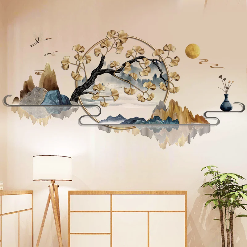 

Rivers Mountains Wall Stickers DIY Ginkgo Tree Mural Decals for Living Room Bedroom Kitchen Home Decoration Accessories