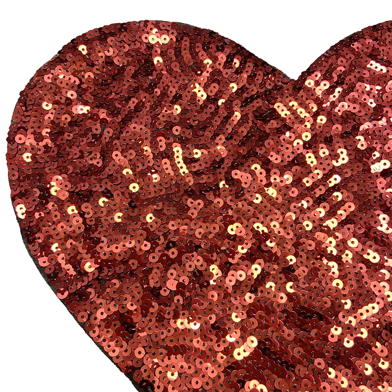 

WUYUCONG 2020 New 12 inch x 10 inch Red Sequins Heart Patches Sew on Sequined Patch for Clothes DIY Accessories 1 Piece