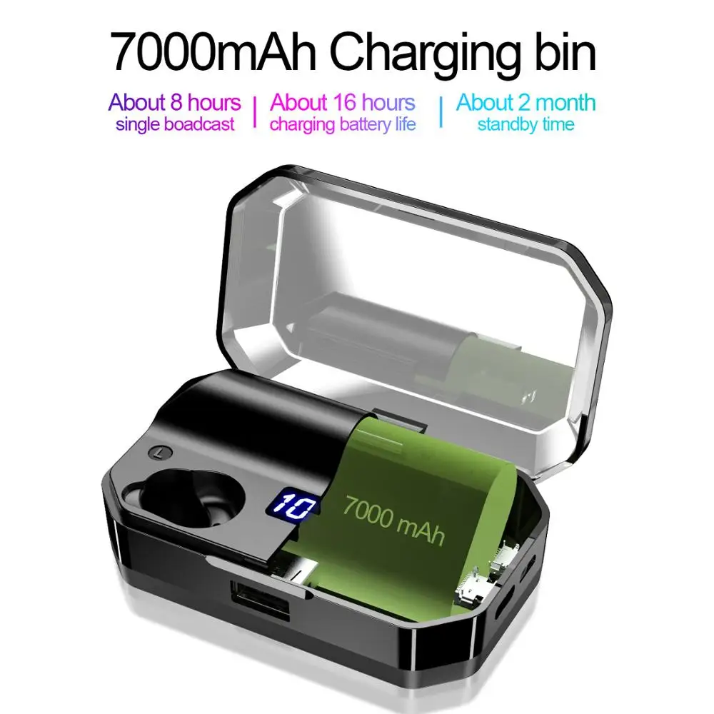 TWS стереонаушники nочень водонепроницаемые с поддержкой Bluetooth 5 0 и зарядным