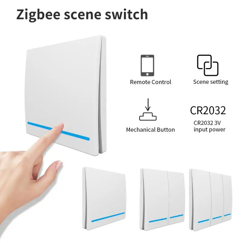 

Tuya ZigBee Smart Switch 1-3 Gang Wireless Wiring Free Pasting Scene Push Button Controller Voice Remote Control Switches