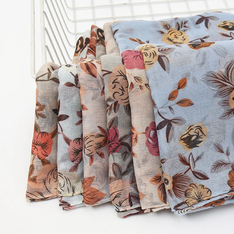 

j89 10pcs High quality floweer viscose hijab shawl scarf/scarves for muslim women headband wrap can choose colors