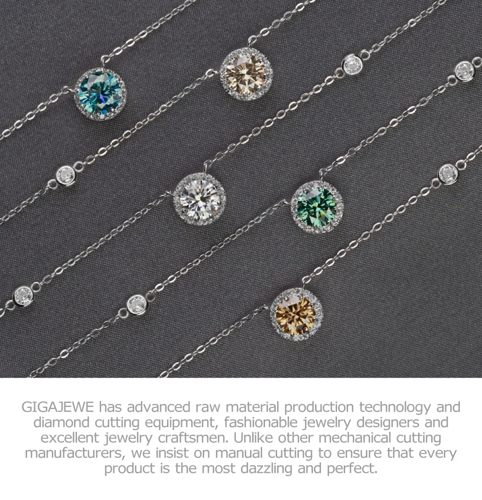 GIGAJEWE 1.2ct 7,0 мм EF Круглый 18 К покрытый белым золотом 925 Серебряный Муассанит ожерелье с бриллиантами проверенные ювелирные изделия подарок для женщин и девочек
