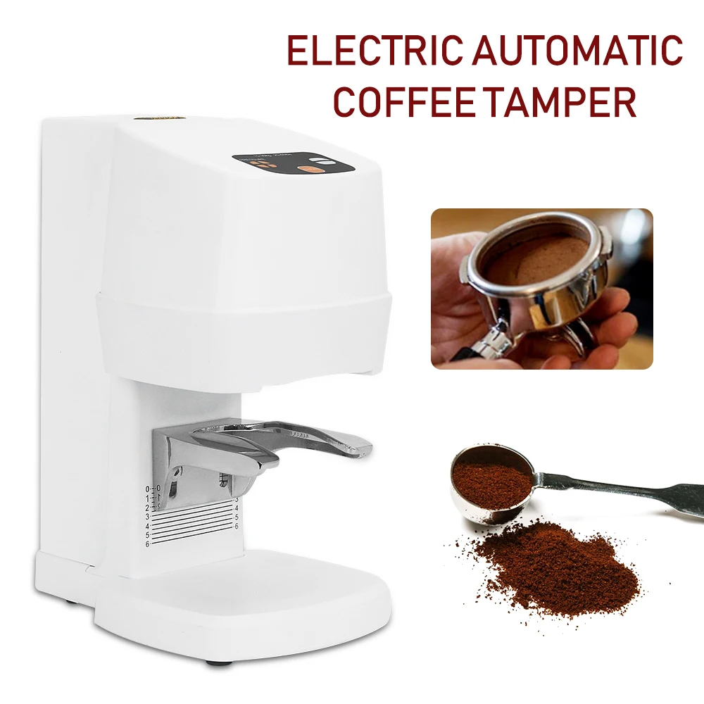 Tamper autom&aacute;tico de caf&eacute; Blanco/negro de 58MM, caf&eacute; el&eacute;ctrico comercial ajustable, m&aacute;s de 1500 veces, acero inoxidable, 100W-2