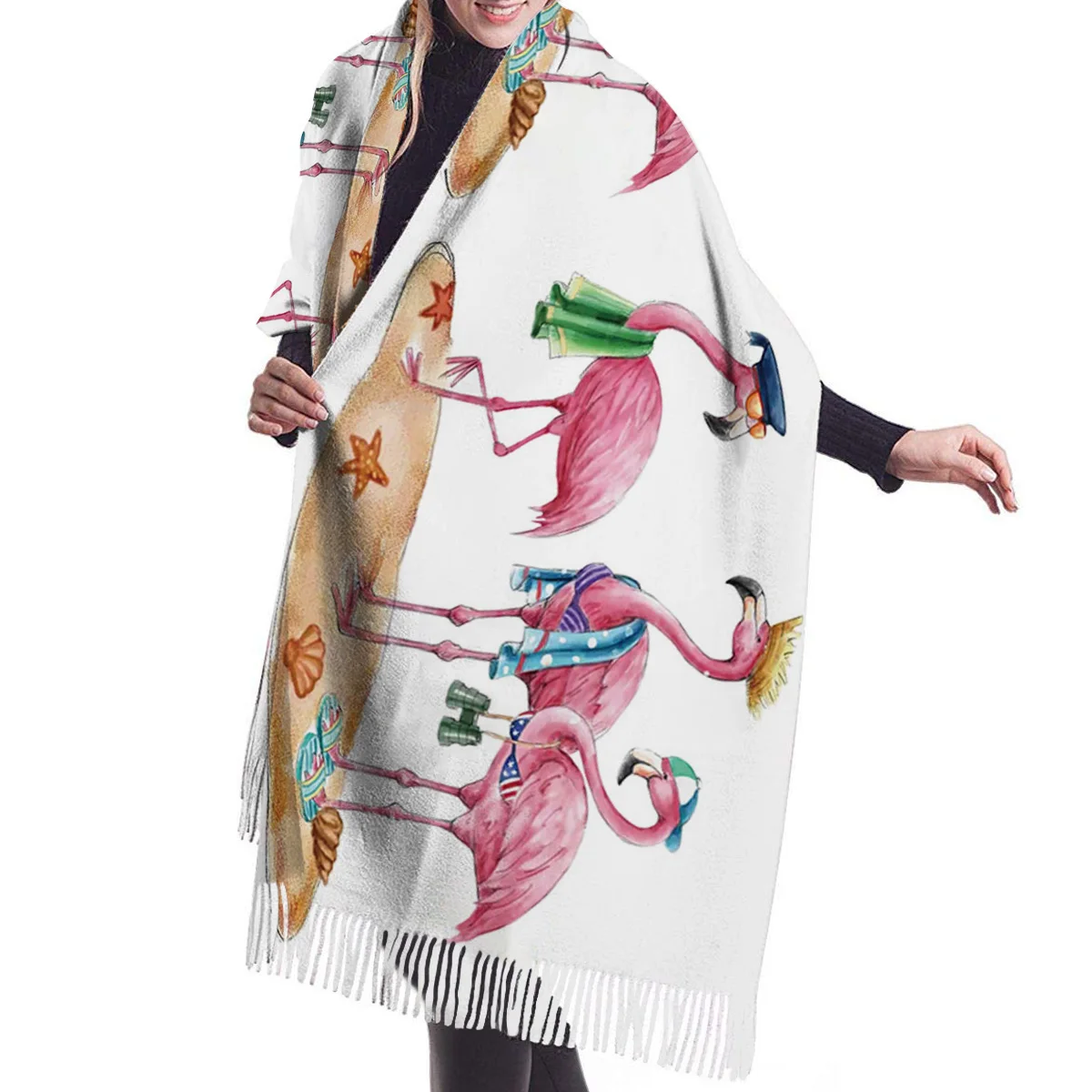 Женский зимний шарф скандинавский фламинго Мультяшные мужские кашемировые