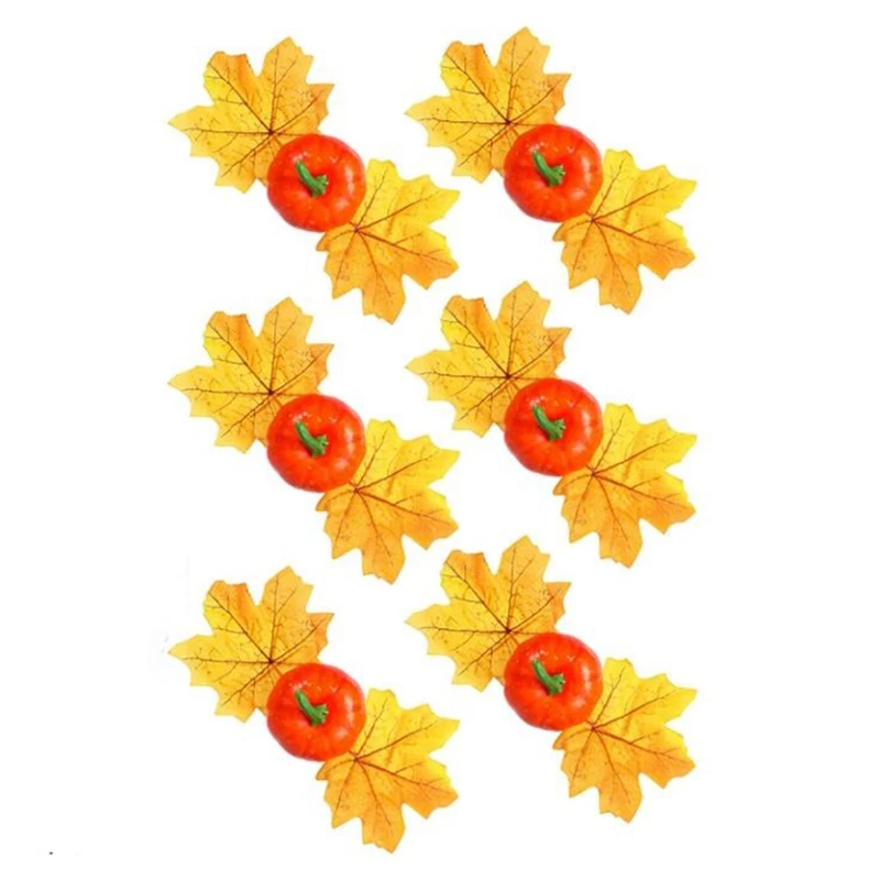 

6 Pieces Fall Napkin Rings Pumpkin Napkin Rings Napkin Cloth Rings Napkin Ring Holder for Autumn Fall Leaves Decoration