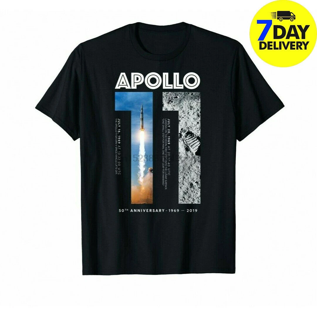 Черная футболка Apollo 11 на 50-летие с посадкой Луну 1969 2019 |