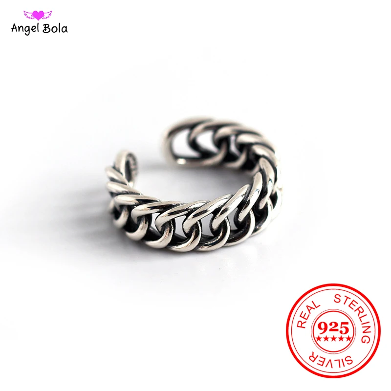 

Кольцо в виде Будды, винтажное Ювелирное Украшение из 925 пробы серебра, сверхпрочная кубинская цепь вечности, открытая плетеная цепь унисек...