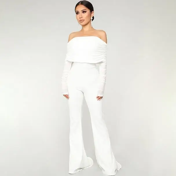 Комбинезон с открытыми плечами осень зима сексуальные комбинезоны женские