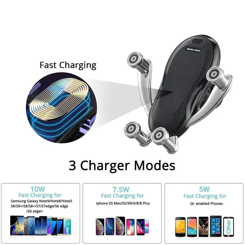 FDGAO 10 Вт беспроводное автомобильное зарядное устройство автоматический зажим Qi