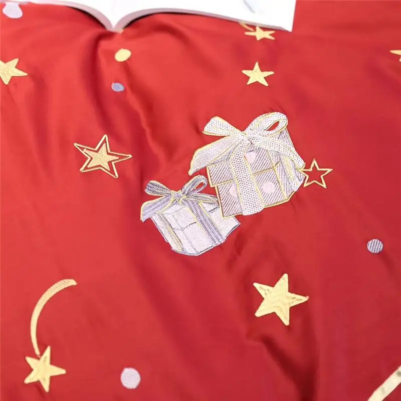 

39 Christmas bedding Sets red egyptian cotton Embroidery bed cover Bed Sheet Pillowcase Luxury bed set 4/7pcs for girls gift