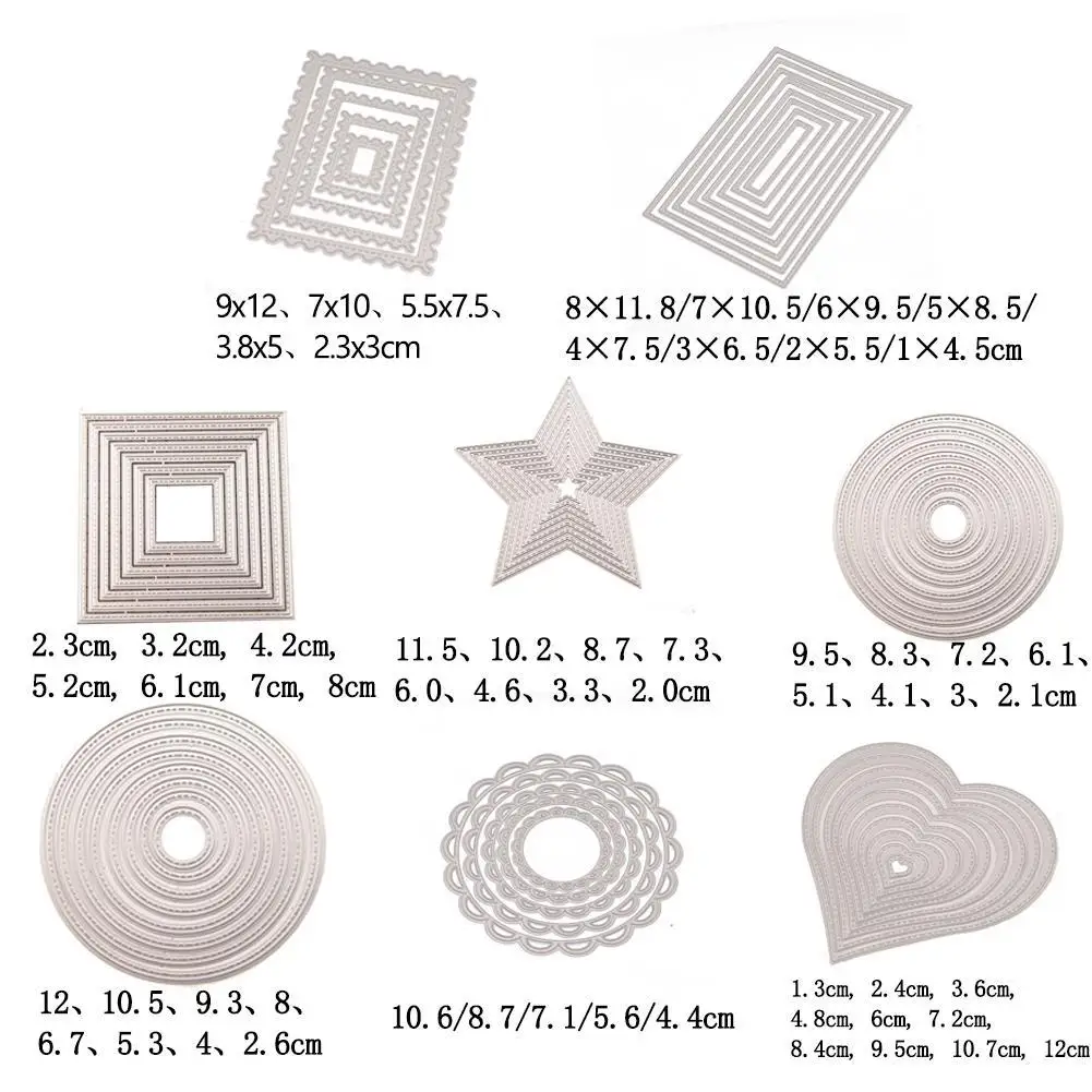 

Square Star Heart Rectangle Circle DIY Craft Metal Embossed Dies Cutting Scrapbook Die Craft Stencil Paper Album Template C X8T1