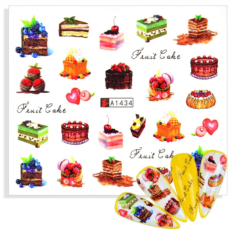 

1 Sheet Sweets Ice Cream Nail Stickers Cute Cartoon Transfer Sliders For Nails Cake Water Decals Fruit Tattoo For Manicure