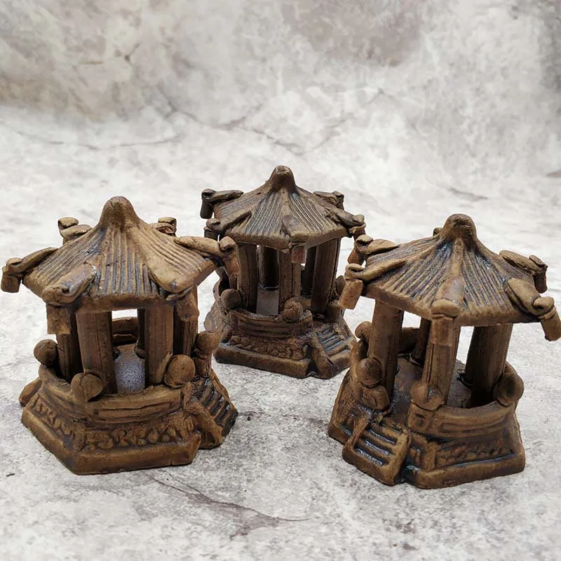 Керамический шестиугольный павильонный орнамент из смолы аквариумный ландшафт