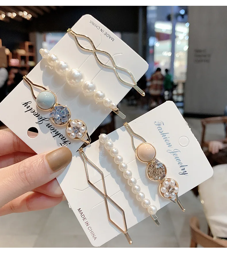 Набор из 3 предметов Корейская Милая жемчужная заколка для волос заколки стразы