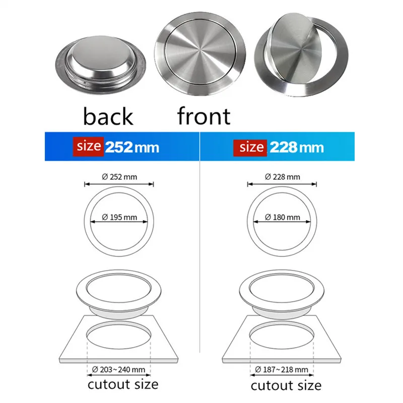 

Kitchen Bar Built-in Trash Can Cover Flush Recessed Dustbin Trash Bin Lid Invisible Stainless Steel Rubbish Bins Covers High-Q
