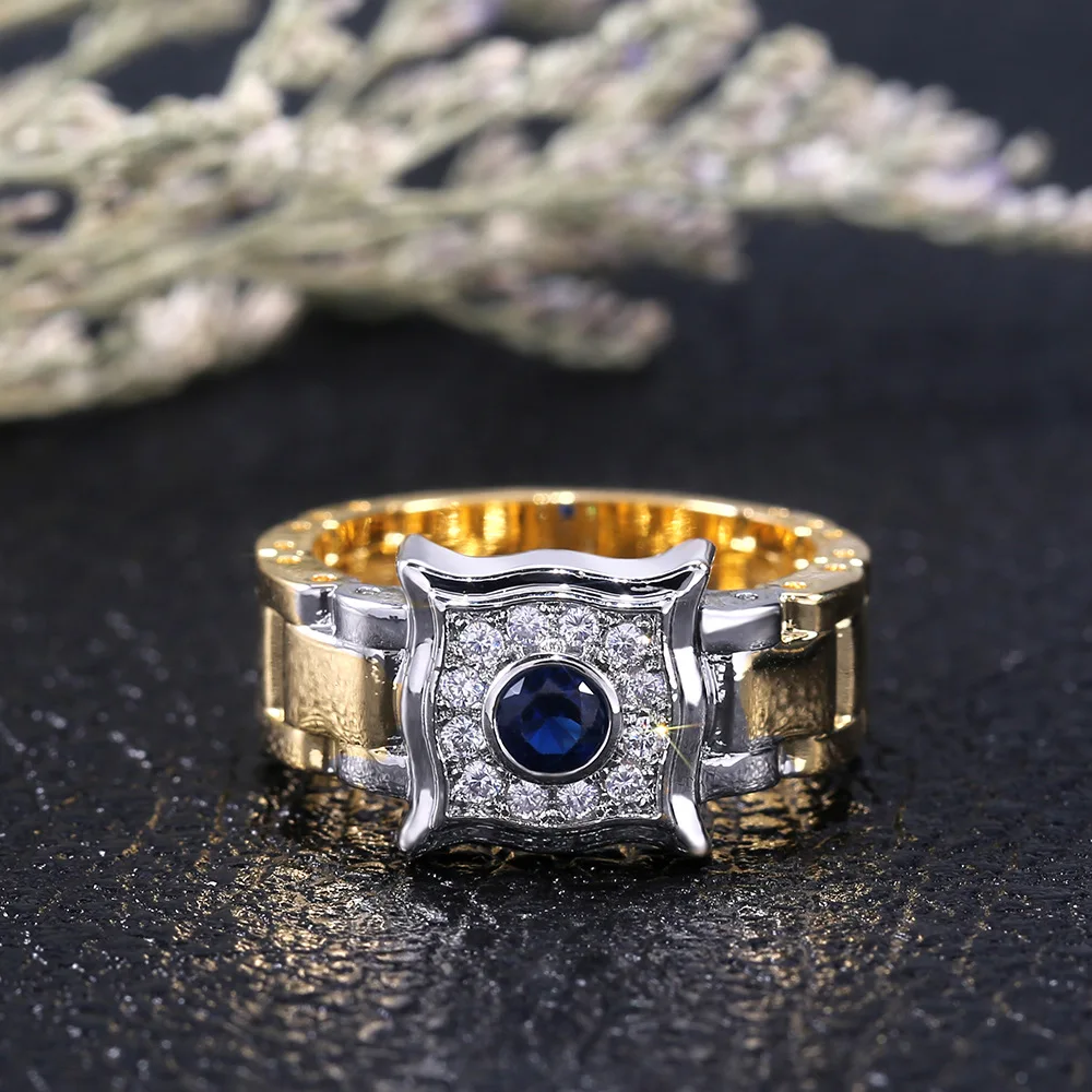 Роскошные мужские и женские синие бриллиантовые модные свадебные кольца с