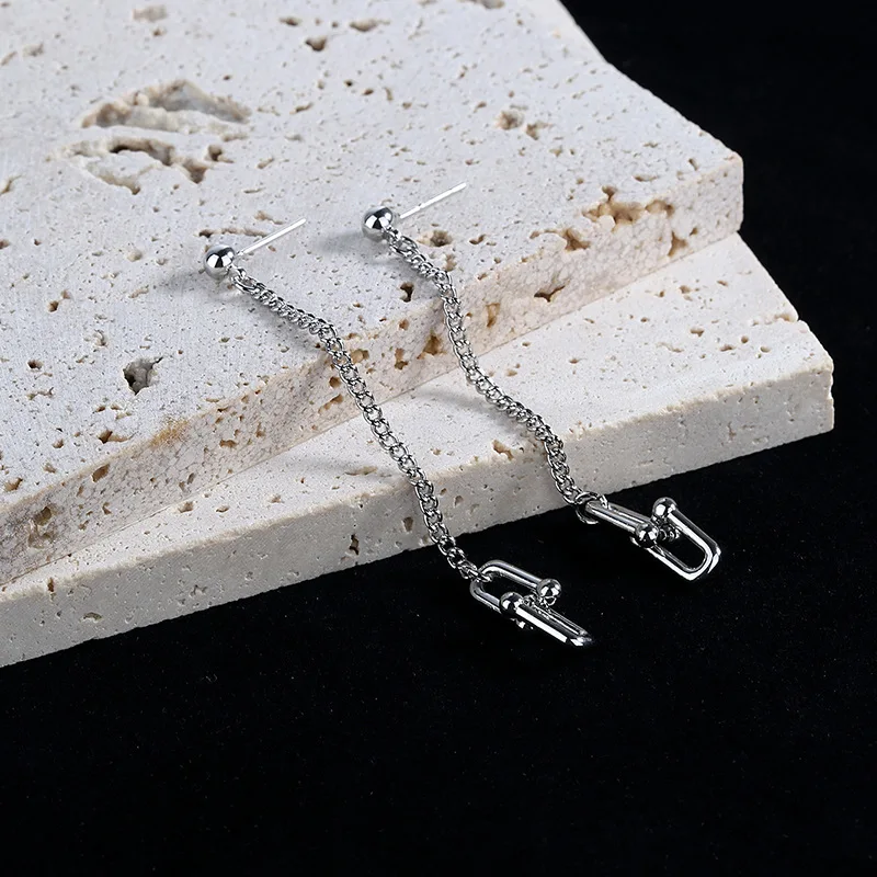 

Fashion Jewelry Metal Chain Dangle Earrings 2021 New Design Hot Selling Silvery Plating Drop Earrings For Women Party Gifts