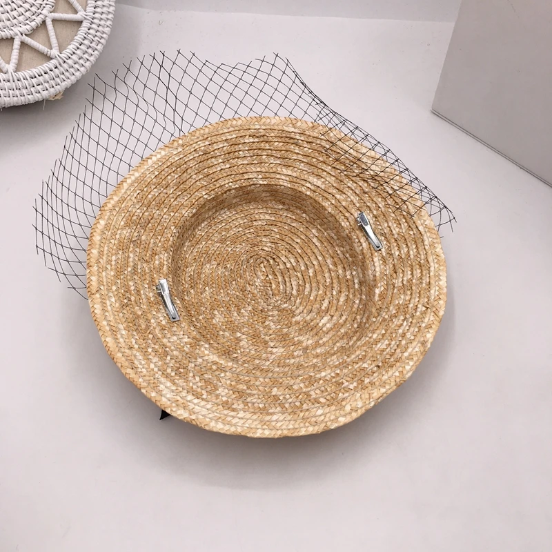 Модные женские соломенные головные уборы аксессуары вуалетки для женщин с