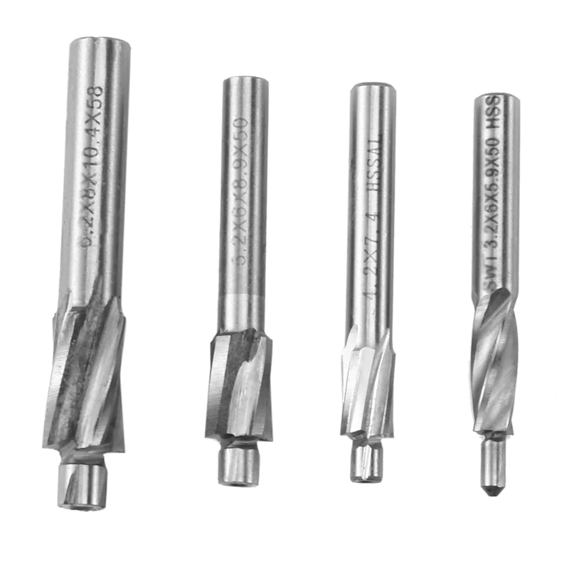 

4 Countersunk Head Milling Cutter HSS Bolt Hole Cover Screw Countersunk Head Drill M3 M4 M5 M6 Milling Cutter Slot Drill