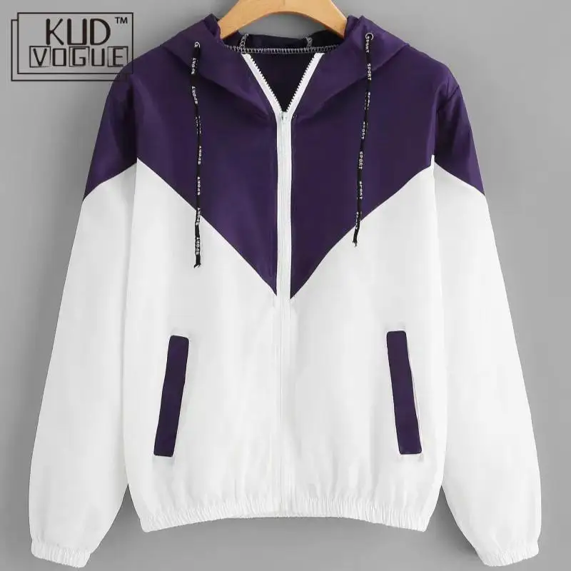 Женская ветровка с капюшоном kudogue повседневная куртка на молнии карманами и