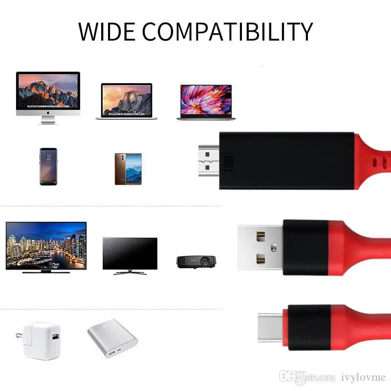 

2 м USB C 3,1 к HDMI-совместимые 4K АДАПТЕРНЫЕ кабели Тип C к HDMI-совместимый кабель для MacBook Samsung Galaxy Huawei USB-C