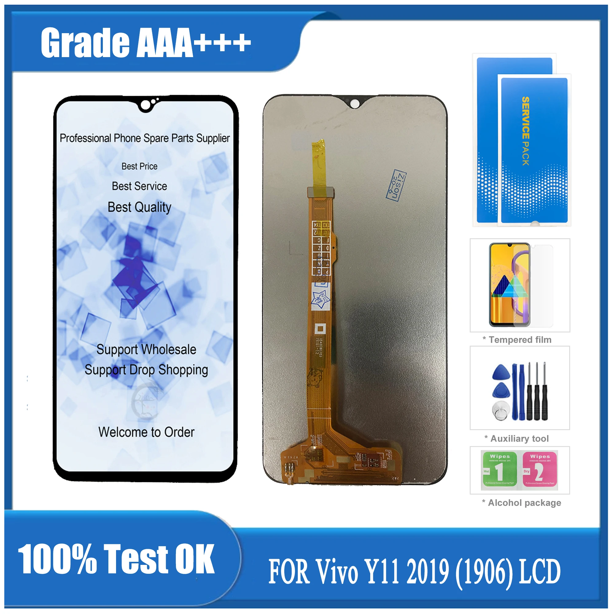 

6.35 "LCDs For Vivo Y11 2019 (1906) LCD Touch panel Bildschirm sensor Digitizer modul Montage 720x1544 for vivo Y11 2019 Display