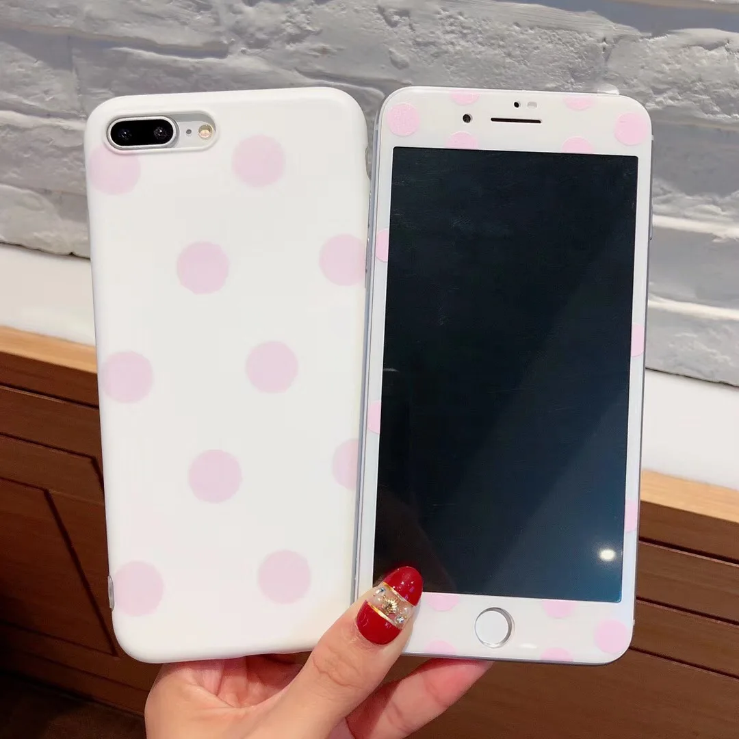 HD закаленное стекло для Apple iPhone 7 Plus 6 6s Plus протектор экрана для iphone 8 Plus точка шаблон IMD Мягкий ТПУ чехол для телефона