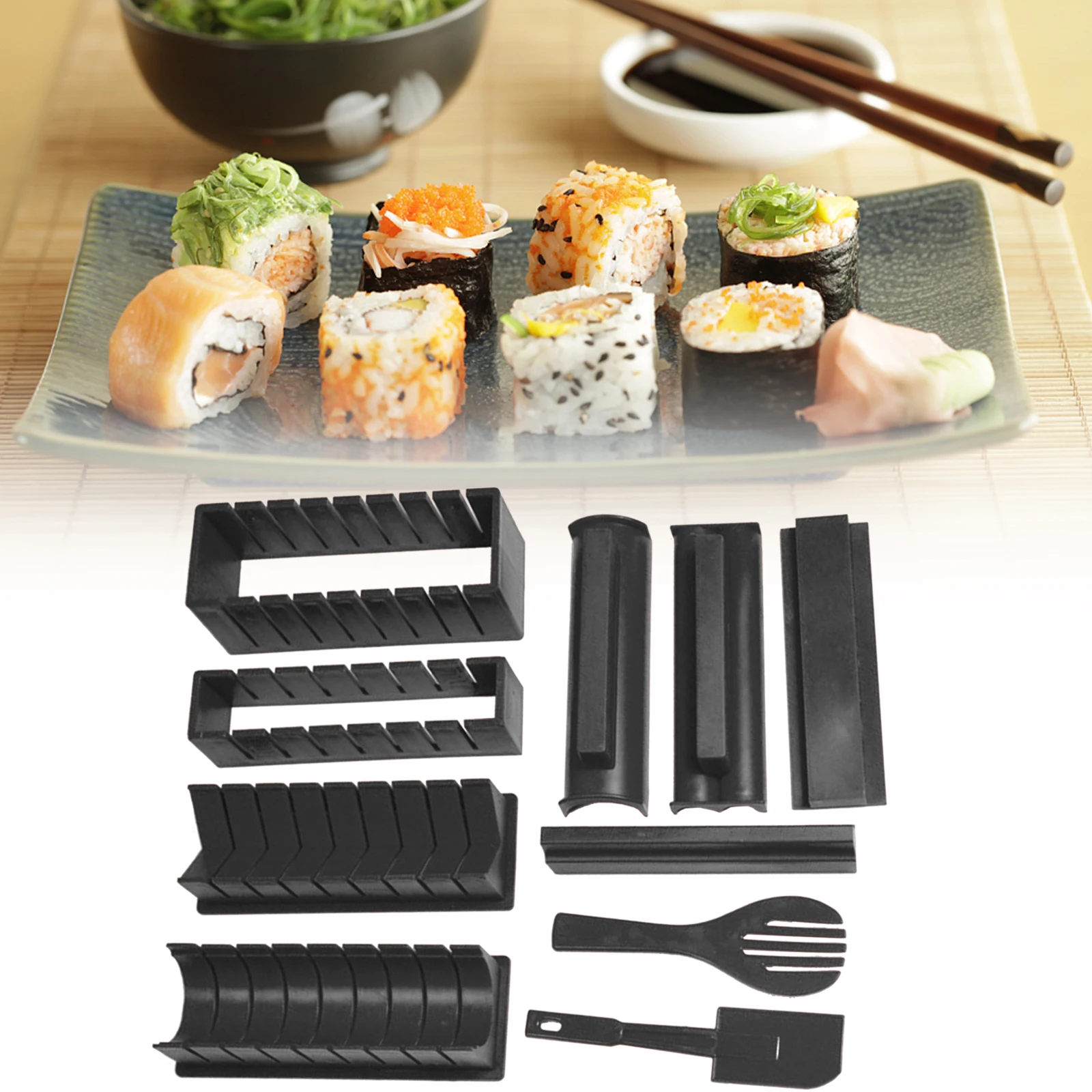 

Набор для суши Делюкс, набор из 10 предметов, в форме сердца, круглые, квадратные, треугольные, формочки для суши