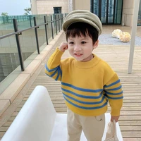 2021 new spring winter baby girl boys casual sweater childrens knitted woolen kids cute stripe warm thicken plus cashmere