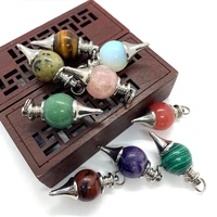 natural stone spherical pendulum semi precious stone pendant suitable for diy jewelry making necklace pendant size 17x40 mm