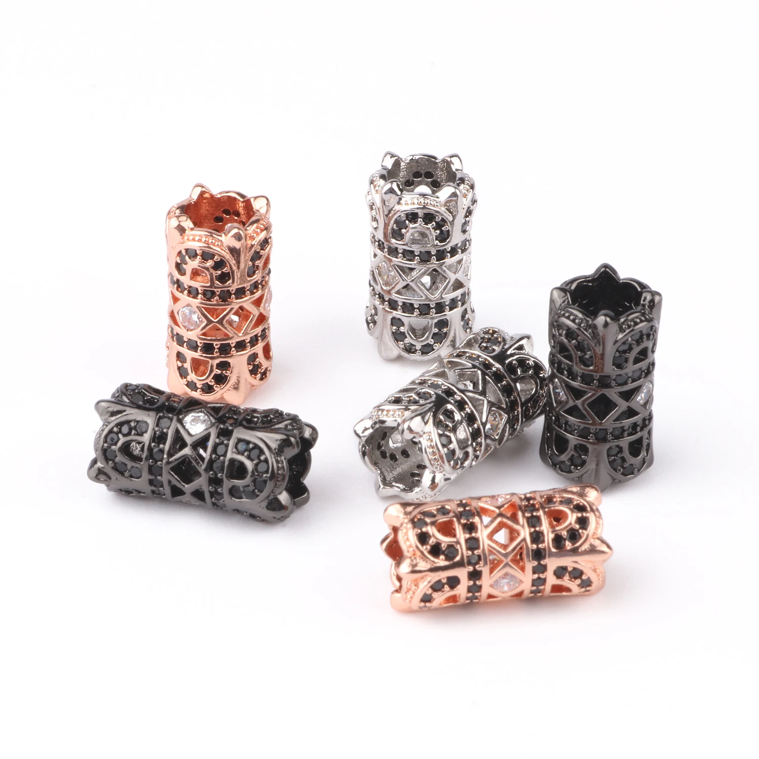 3 шт полых труб CZ Латунные Микро Проложить Белый кубический цирконий вставка