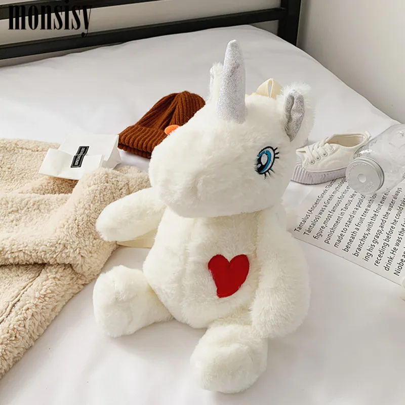 Monsisy 33 см Единорог сумка 3D плюшевый игрушечный Рюкзак для девочек подарок на день
