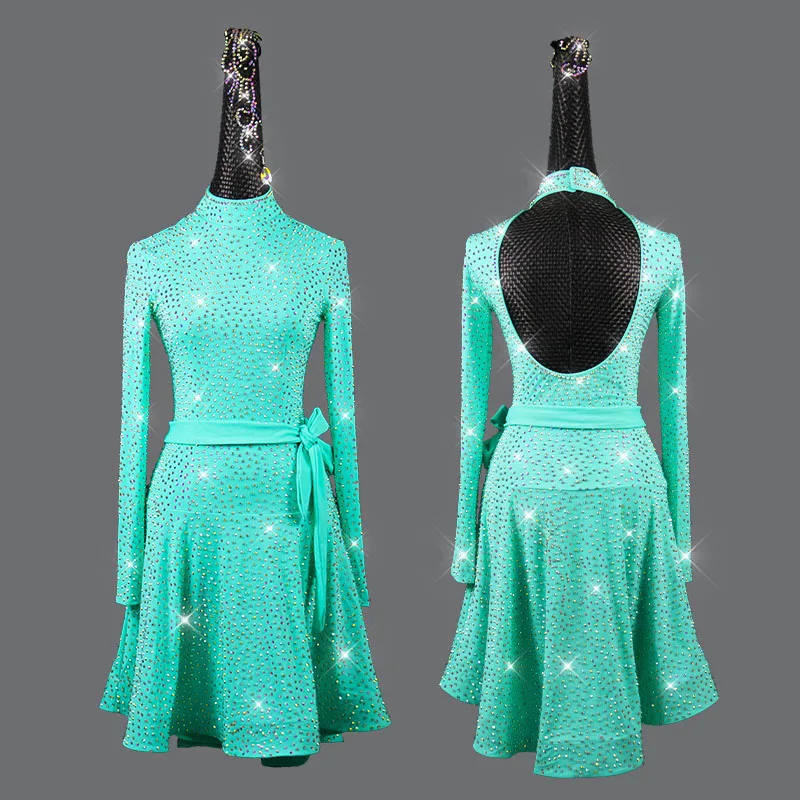 

New high-end Latin dance performance dress professional sexy dance competition dress women's custom Luxury diamond sexy dress