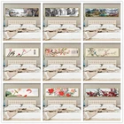 Набор для рисования по номерам на холсте пейзаж, цветы и птицы