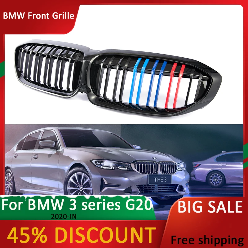 

2020 For BMW Grille 3 series G20 Front Grill ABS plastic dual slat gloss black for double slat bmw g20 Car Accessories Grille