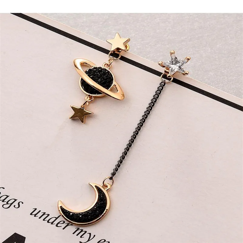 Космические серьги ассиметричные длинные в виде звезды и Луны для женщин модные