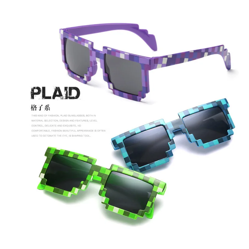 

2021 New Fashion Trend Mosaic Plaid Box Men Sunglasses For Boys And Girls Vintage Sunglass