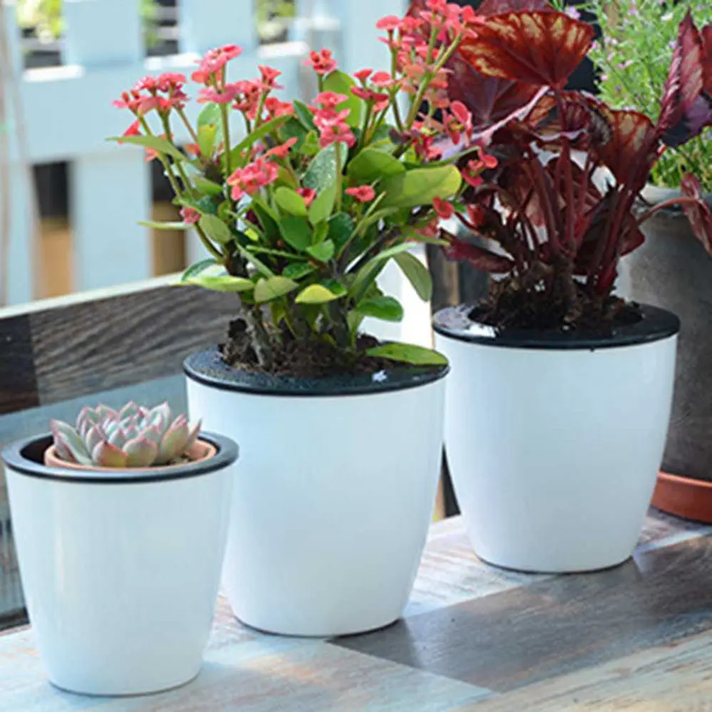 

Fashioable Automatic Self Watering Flower Plants Pot Put In Floor Irrigation For Garden Indoor Home Decoration Gardening