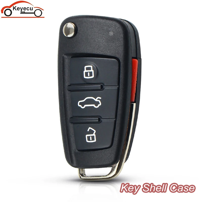 

KEYECU 4 Buttons Folding Flip Remote Car Key Key Shell Fob Case Key For Audi A6L Q7 A2 A3 A4 A6 A6L A8 TT 2008 2009 2010 2011