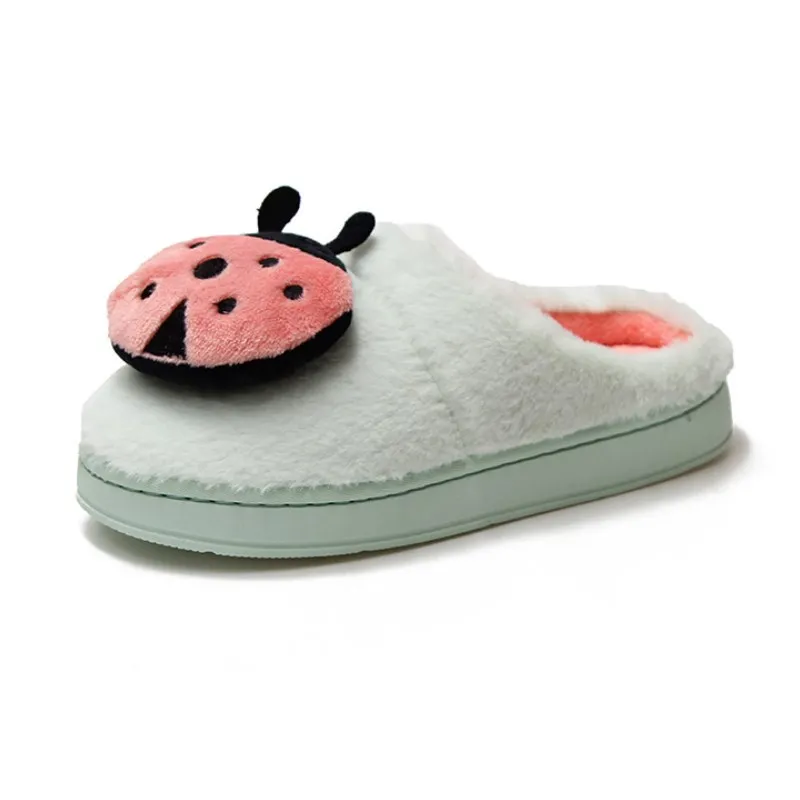 

2020 Korean Version Of The New Non-slip Half-pack With Cute Insects Warm Home Women's Slippers Cute Soft-soled Winter Slippers